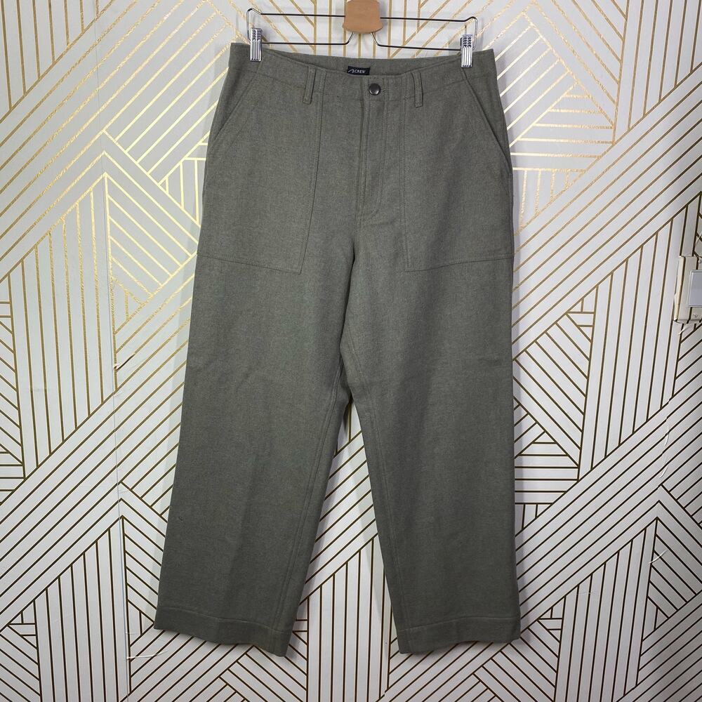 J. Crew Olive Green Gray High Waist Trouser Work Fall Pants Size US 10